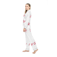 Red Heart Arrow Pattern Satin Pajamas | Women's Sleep Set