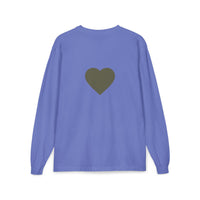 Olive Heart Pocket Long Sleeve Tee | Back Heart Graphic
