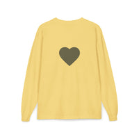 Olive Heart Pocket Long Sleeve Tee | Back Heart Graphic