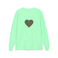 Olive Heart Pocket Long Sleeve Tee | Back Heart Graphic