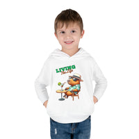 Living the Life Bear Toddler Hoodie, Funny Kids Clothing, Cute Bear with Cocktail Graphic Sweatshirt, Unique Toddler Gift, Cozy Hoody