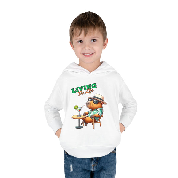 Living the Life Bear Toddler Hoodie, Funny Kids Clothing, Cute Bear with Cocktail Graphic Sweatshirt, Unique Toddler Gift, Cozy Hoody