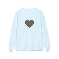 Olive Heart Pocket Long Sleeve Tee | Back Heart Graphic