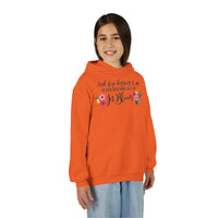 Let Her Bloom floral phrase Youth Hoodie, Floral Wildflower Youth Sweatshirt, Botanical Aesthetic Gift, Cute Growth Mindset Hoody