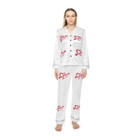 Red Heart Arrow Pattern Satin Pajamas | Women's Sleep Set