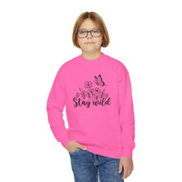 Stay Wild Youth Sweatshirt, Floral Butterfly Crewneck, Cute Nature Lover Gift, Trendy Gen Z Graphic Sweater, Boho Teen Clothing