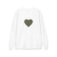 Olive Heart Pocket Long Sleeve Tee | Back Heart Graphic