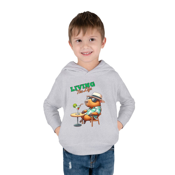 Living the Life Bear Toddler Hoodie, Funny Kids Clothing, Cute Bear with Cocktail Graphic Sweatshirt, Unique Toddler Gift, Cozy Hoody