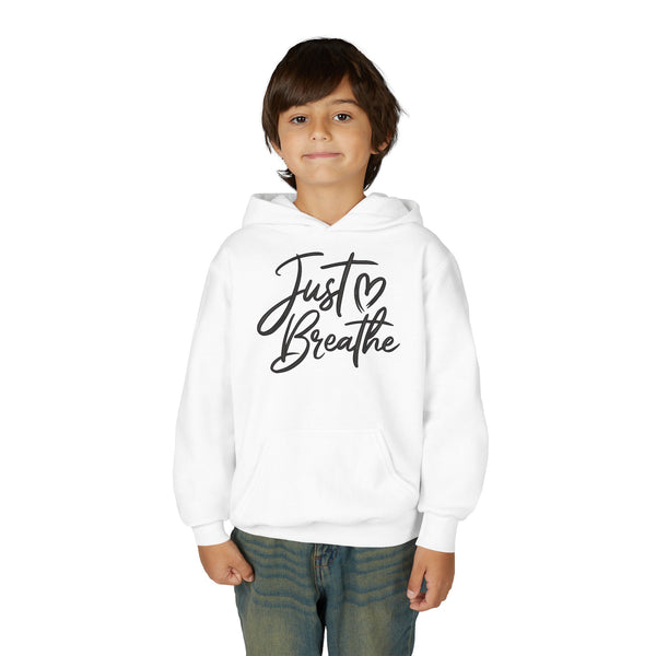 Just Breathe Hoodie, Calming Youth Sweatshirt, Minimalist Young Adult Pullover, Cute Aesthetic Pocket Hoody, Mental Health Wellness Sweater