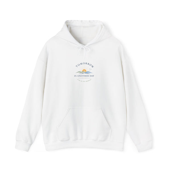 Tomorrow Is Another Day hoodie | minimalist sunrise illustration, motivational text