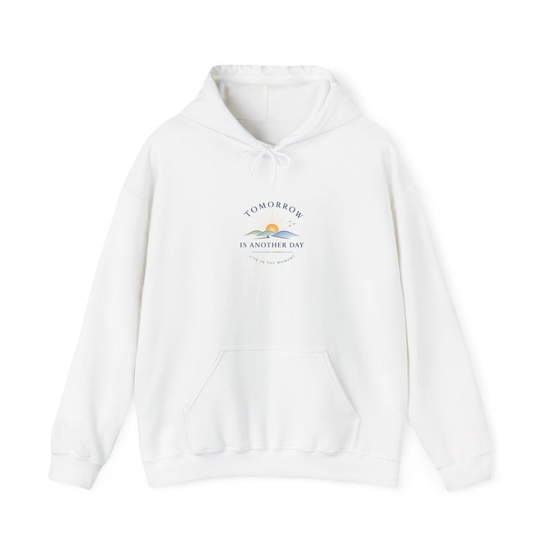 Tomorrow Is Another Day hoodie | minimalist sunrise illustration, motivational text