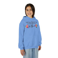 Let Her Bloom floral phrase Youth Hoodie, Floral Wildflower Youth Sweatshirt, Botanical Aesthetic Gift, Cute Growth Mindset Hoody