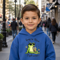 Hang in There Frog Toddler Hoodie, Funny Kids Clothing, Cute Frog Graphic Sweatshirt, It Gets Worse Meme Hoody, Unique Toddler Gift