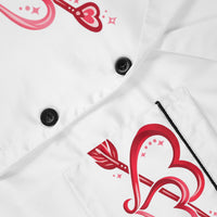 Red Heart Arrow Pattern Satin Pajamas | Women's Sleep Set