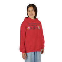 Let Her Bloom floral phrase Youth Hoodie, Floral Wildflower Youth Sweatshirt, Botanical Aesthetic Gift, Cute Growth Mindset Hoody