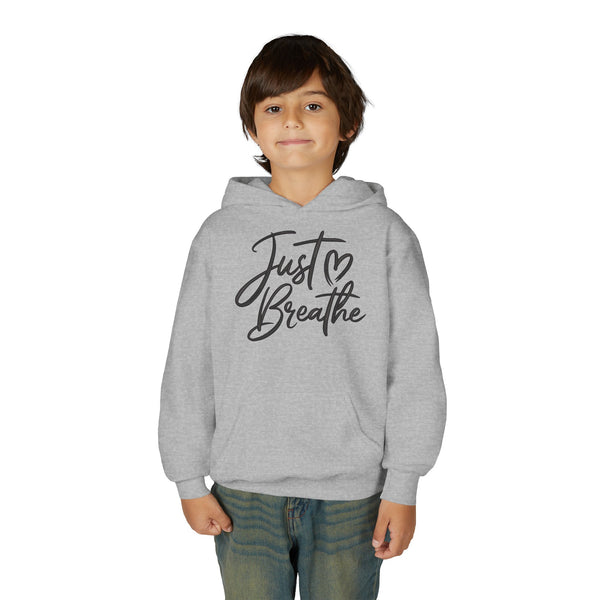 Just Breathe Hoodie, Calming Youth Sweatshirt, Minimalist Young Adult Pullover, Cute Aesthetic Pocket Hoody, Mental Health Wellness Sweater