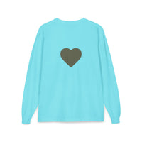 Olive Heart Pocket Long Sleeve Tee | Back Heart Graphic