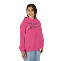 Let Her Bloom floral phrase Youth Hoodie, Floral Wildflower Youth Sweatshirt, Botanical Aesthetic Gift, Cute Growth Mindset Hoody