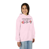 Let Her Bloom floral phrase Youth Hoodie, Floral Wildflower Youth Sweatshirt, Botanical Aesthetic Gift, Cute Growth Mindset Hoody
