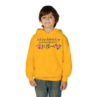 Let Her Bloom floral phrase Youth Hoodie, Floral Wildflower Youth Sweatshirt, Botanical Aesthetic Gift, Cute Growth Mindset Hoody