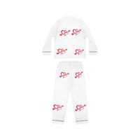 Red Heart Arrow Pattern Satin Pajamas | Women's Sleep Set