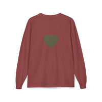 Olive Heart Pocket Long Sleeve Tee | Back Heart Graphic