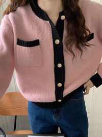 Contrast Trim Button Up Cardigan – Trendsi – view 3