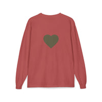 Olive Heart Pocket Long Sleeve Tee | Back Heart Graphic