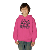 Be Your Own Kind of Beautiful Youth Hoodie, Butterfly Script Inspirational, Inspiring Young Adult Pullover, Body Positive Aesthetic Gift - BlessingsTray