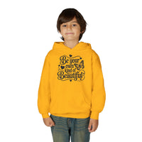 Be Your Own Kind of Beautiful Youth Hoodie, Butterfly Script Inspirational, Inspiring Young Adult Pullover, Body Positive Aesthetic Gift - BlessingsTray