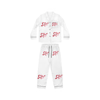 Red Heart Arrow Pattern Satin Pajamas | Women's Sleep Set