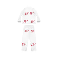 Red Heart Arrow Pattern Satin Pajamas | Women's Sleep Set