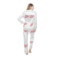 Red Heart Arrow Pattern Satin Pajamas | Women's Sleep Set