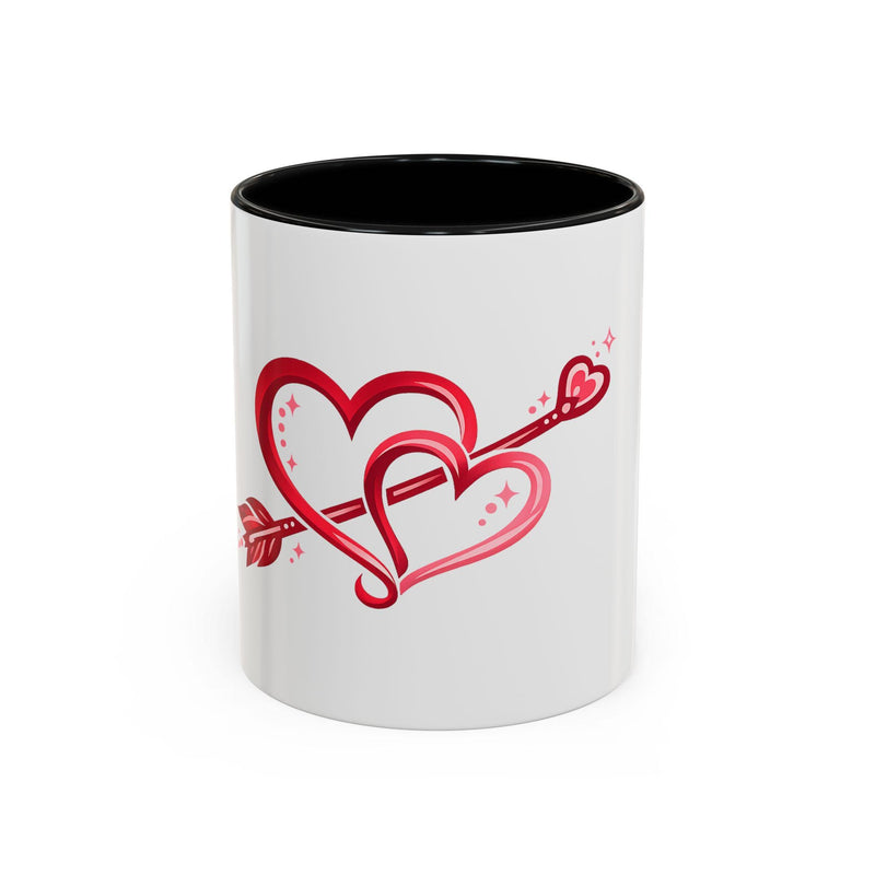 Double Heart with Arrow Mug | Accent Coffee Mug 11oz 15oz