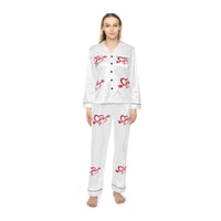 Red Heart Arrow Pattern Satin Pajamas | Women's Sleep Set