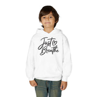 Just Breathe Hoodie, Calming Youth Sweatshirt, Minimalist Young Adult Pullover, Cute Aesthetic Pocket Hoody, Mental Health Wellness Sweater - BlessingsTray