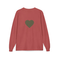 Olive Heart Pocket Long Sleeve Tee | Back Heart Graphic - BlessingsTray