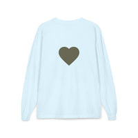 Olive Heart Pocket Long Sleeve Tee | Back Heart Graphic - BlessingsTray