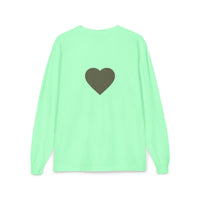 Olive Heart Pocket Long Sleeve Tee | Back Heart Graphic - BlessingsTray