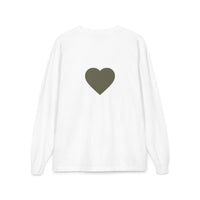 Olive Heart Pocket Long Sleeve Tee | Back Heart Graphic - BlessingsTray