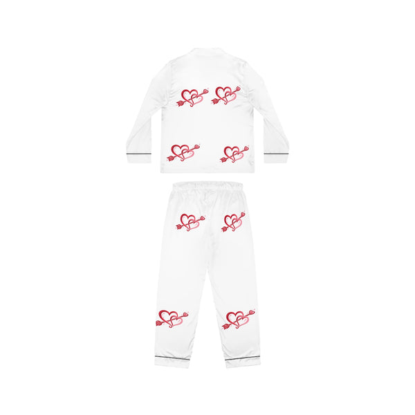 Red Heart Arrow Pattern Satin Pajamas | Women's Sleep Set - BlessingsTray